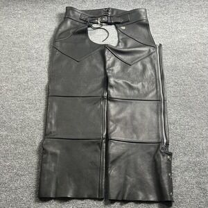 Harley-Davidson Chaps Pants Mens 40x34 Black Leather Motorcycle Made USA